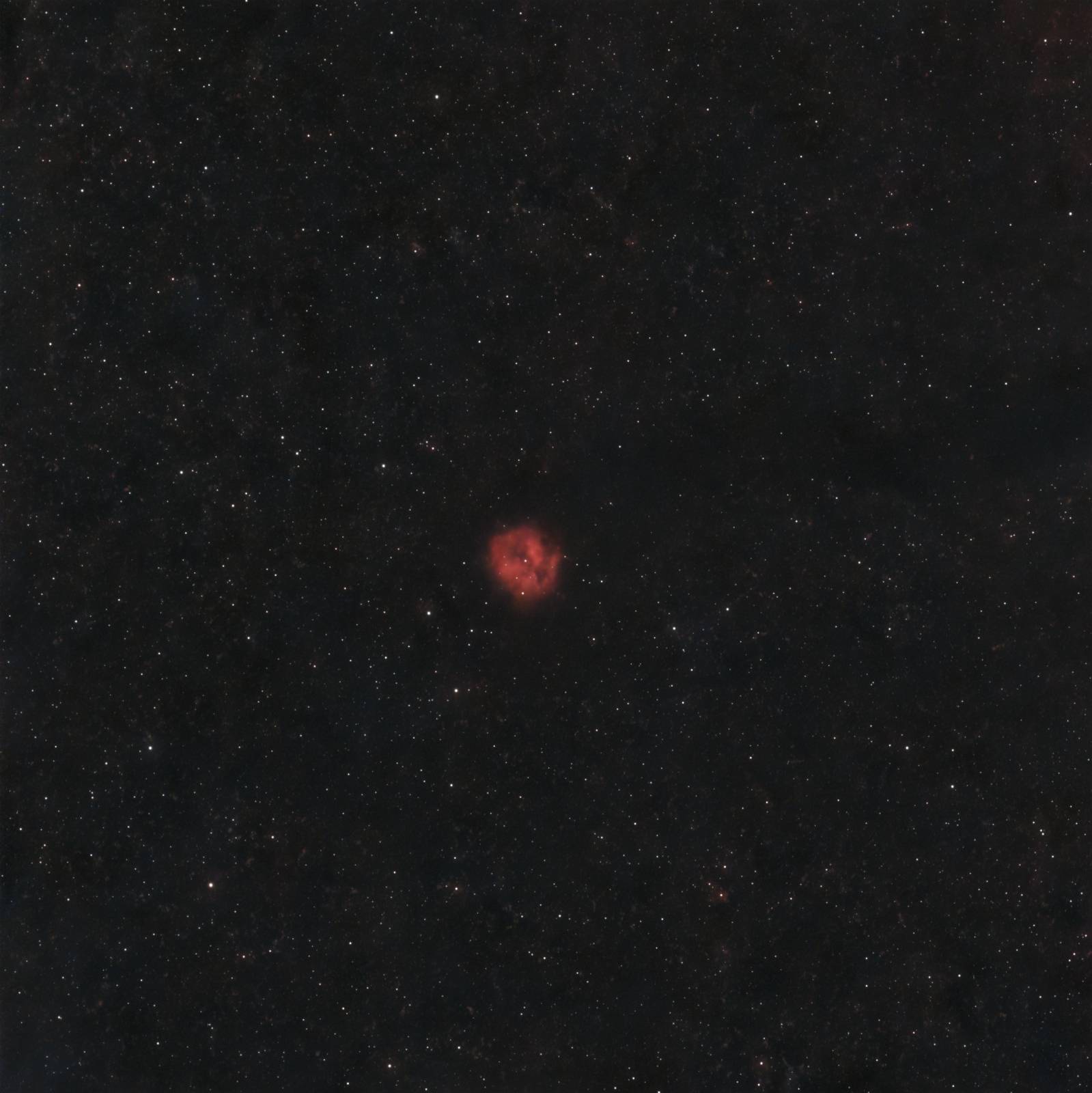 The glowing Cocoon Nebula surrounded by dark molecular dust and stars